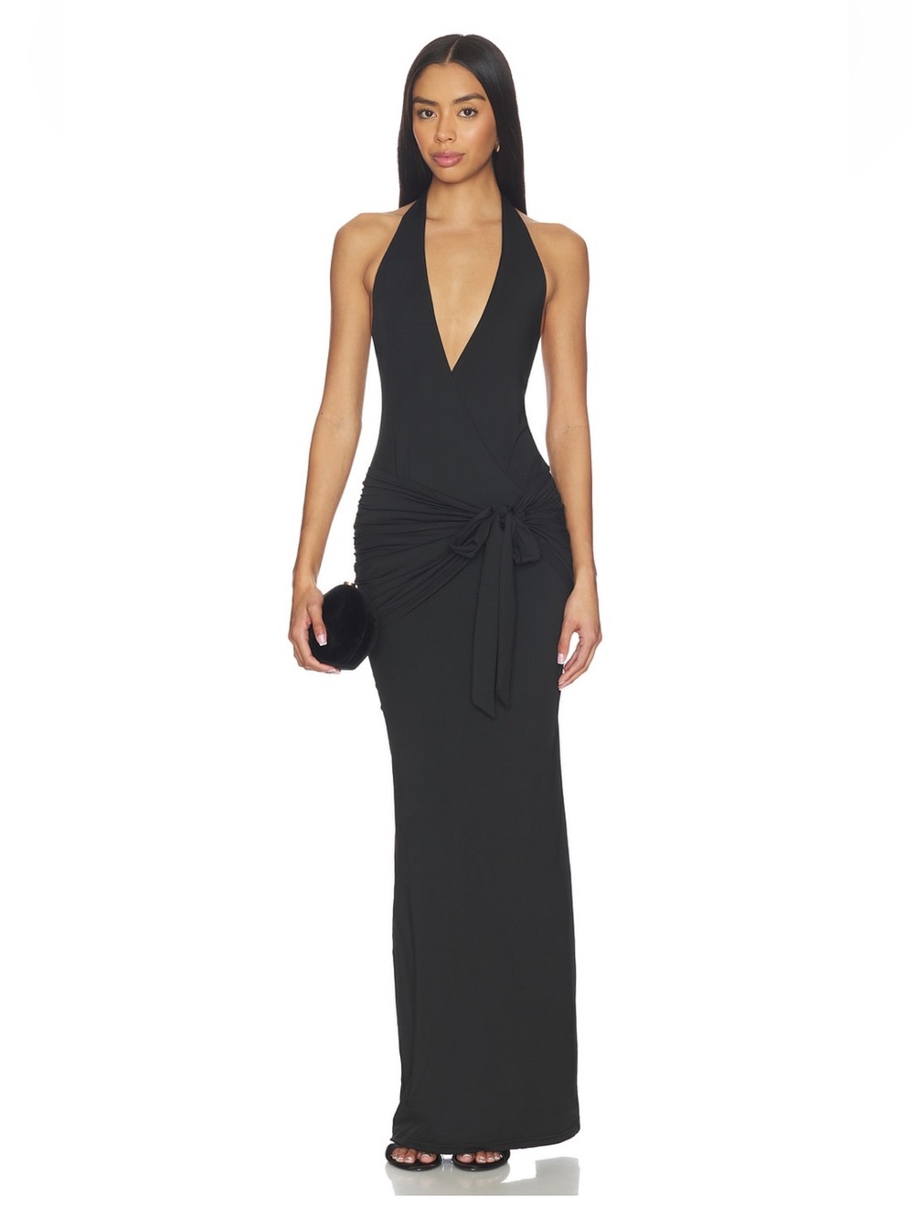 Superdown Chloe Halter Maxi Dress in Black